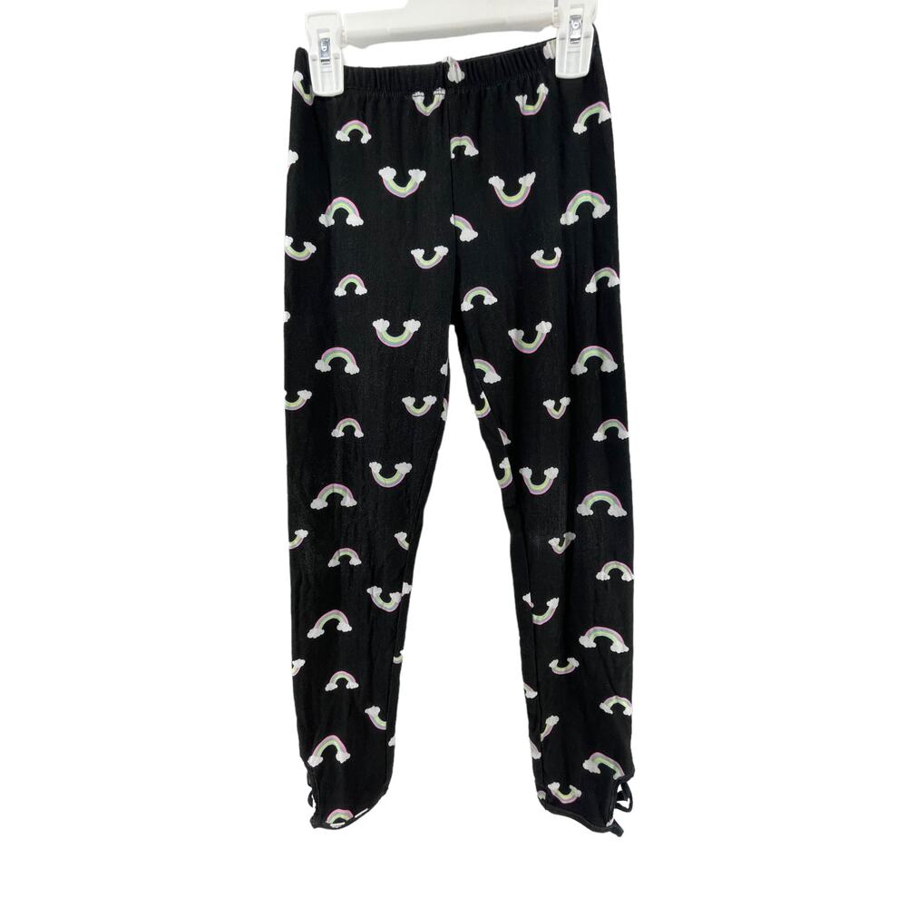 One Step Up Girls Black Rainbow Graphic Leggings Youth Size Medium 10/12